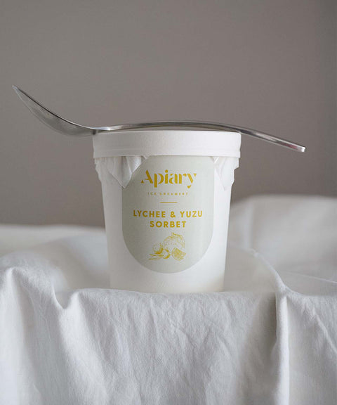 Lychee & Yuzu Sorbet Ice Cream | Homemade Ice Creamery | Apiary Singapore