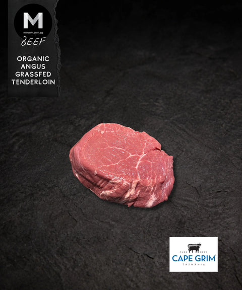 Cape Grim grass-fed Angus beef tenderloin, close-up view