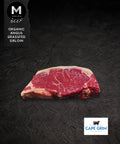 Raw Cape Grim grass-fed Angus beef striploin steak