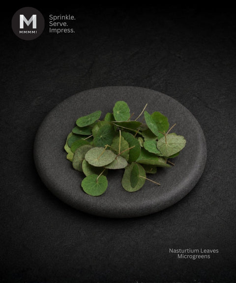 Edible Nasturtium cut Leave on a plate.
