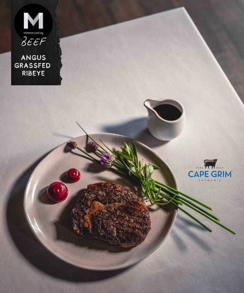 Grass-fed Angus beef ribeye steak from Cape Grim, Tasmania
