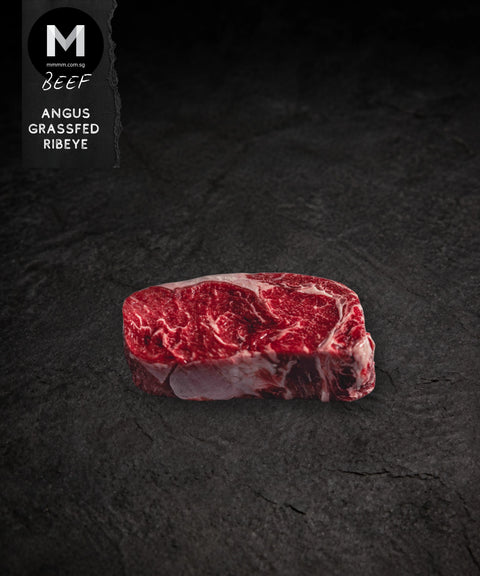 Cape Grim grass-fed Angus ribeye steak, marbling detail