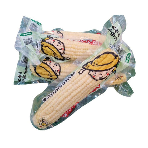 Hokkaido white corn in a plastic packaging