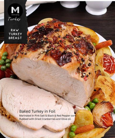 Raw boneless skin-on turkey breast, close-up | Mmmm Singapore