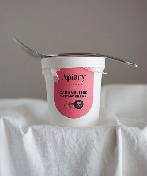 Caramelized Strawberry Ice Cream | Homemade Ice Creamery | Apiary Singapore