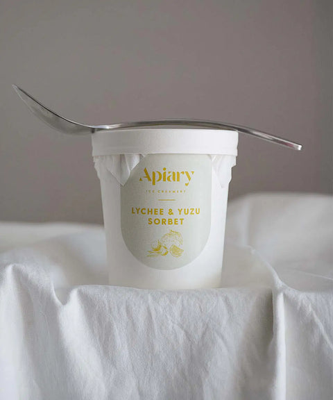 Lychee & Yuzu Sorbet Ice Cream | Homemade Ice Creamery | Apiary Singapore
