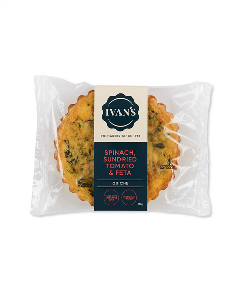 Spinach, Sundried Tomato & Feta Quiche (Vegetarian) | Ivan's Pies